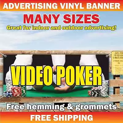 VIDEO POKER Advertising Banner Vinyl Mesh Sign Game Casino Slot Bingo Lottery • $49.95