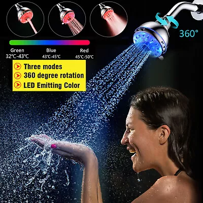 RGB 7 Colorful LED Light Water Bath Bathroom Filtration Shower Head Color Change • $16.98