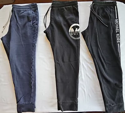 3 Lot MK Michael Kors XL Designer Joggers / Sweatpants Mens Navy Blue / Black • $30