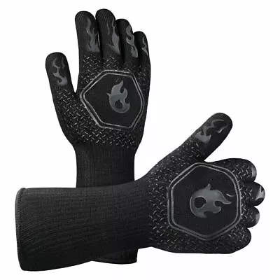 1Pair Silicone Mitt 1472°F Heat Proof Resistant Oven BBQ Gloves Kitchen Cooking • $14.98