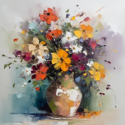 Vase Of Flowers Oil Painting Luxury Canvas Wall Art Picture Print Colourful • £33.99