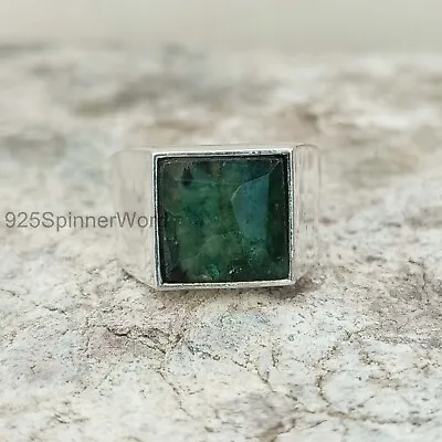 Green Emerald Men's Ring 925 Sterling Silver Band Handmade Gift Ring  SK49 • $14.61