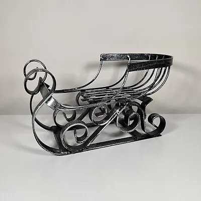 Vintage Large Metal Santa Christmas Sleigh Holiday Countertop Bookshelf Decor • $16.96