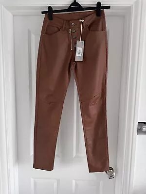 BNWT Melly & Co Jeans Size M Brown Skinny Lux Faux Leather Look Tan RRP £59.95  • £29