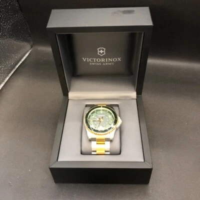 £188 • Buy Victorinox Swiss Army Maverick 241605 Two Tone Bracelet Green Dial Bezel WK27 