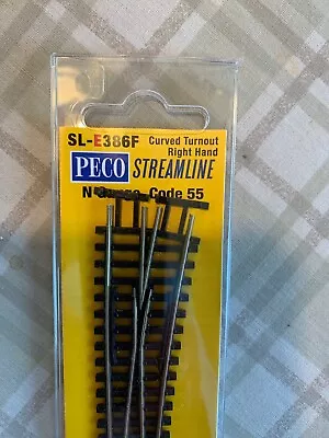 Peco N  Sl-e386f Code 55 Curved Turnout ( Right   )  Electrofrog • $26.99