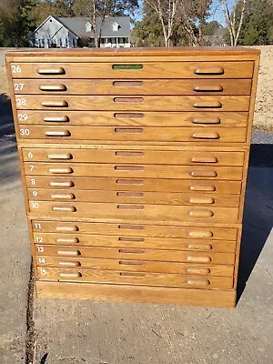 Vintage Oak Hamilton Map Blueprint Architect Flat File Cabinet 15 Drawers • $3450