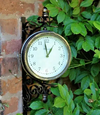 £10 • Buy Garden Wall Station Clock/Thermometer Bracket Rust Effect DS1114 - BOXED