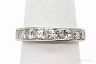 Vintage Eternity Band Cubic Zirconia Sterling Silver Ring - Size 6 • $75