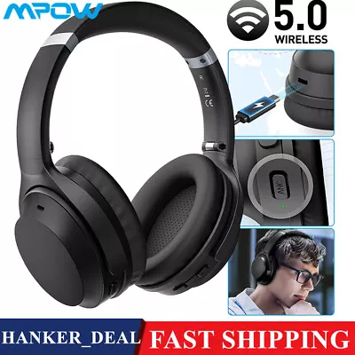 MPOW Wireless Wired Bluetooth Headphones Noise Cancelling Over Ear Bass Headset • £25.64