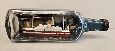 Terrific Antique Early 1930s SHIP IN A BOTTLE In Diorama Lighthouse FOLK ART • $125