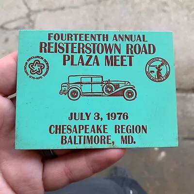 VTG 1976 ACCA Chesapeake Region Antique Car Show Dash Plaque Baltimore MD • $24.95