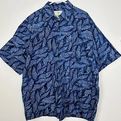 Artisan Outfitters Shirt Men's XL Blue Hawaiian Aloha Bamboo Leaves Tropical • $16.99