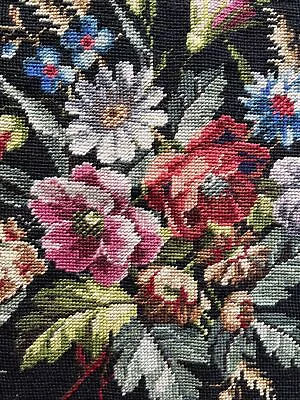 Vintage Finished Needlepoint Flowers Very Vibrant Colora • $45