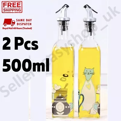 2 X Large Olive Oil Bottle Pourer Vinegar Dressing Condiment Bottle 500ml - 6811 • £10.59