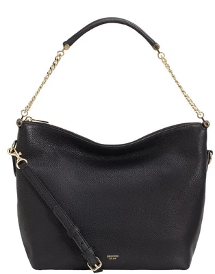 $135 • Buy Oroton Orbit Zip Top Hobo Black Leather Bag *brand New With Tags*