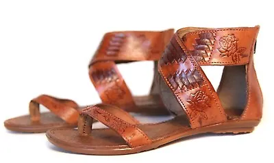 WOMENS MEXICAN HUARACHE SANDALS GLADIADORA STYLE LMS203 Leather Handmade Mexico • $57.99