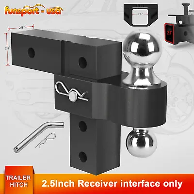 2.5  Receiver Adjustable Trailer Hitch Towing Shank Dual Ball 6  Drop/Rise • $130.99