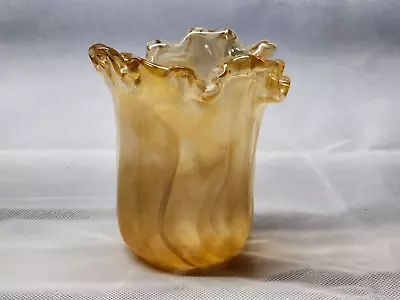 Vintage Lavorazione Arte MURANO Style 5  PEACHES & CREAM Vase - Italy Art Glass • $34.79