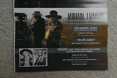 MIRANDA LAMBERT Grammy Consider 2021 Billboard Country Music Mag.PROMO Poster Ad • $6.99