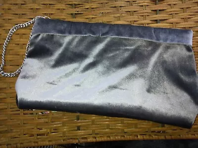 $19.99 • Buy Zara Grey Velour Velvet Clutch Purse Bag Chain Strap
