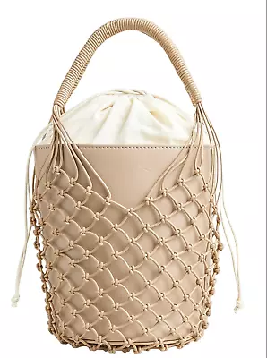 New J.crew Macadamia Sedona Leather Basket Bucket Bag Purse Handbag Bj726 • $49.99