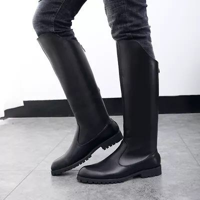 Men Knee High Knight Boots Pointed Toe Back ZipperBreathable Shoes Riding Boots • $85.60