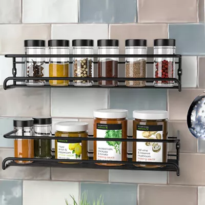 2X Metal Door Mounted Spice Rack Jar Holder Kitchen Cupboard Wall Storage Shelf. • £6.99