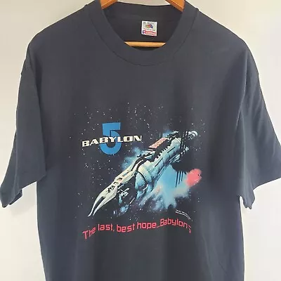 Vintage 90s Babylon 5 Shirt 1994 Sci-Fi Warner Bros Promo Single Stitch Men's XL • $52