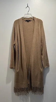 360 SKULL CASHMERE Size Large Millie Open Long Cardigan Sweater Fringe Pockets • $85