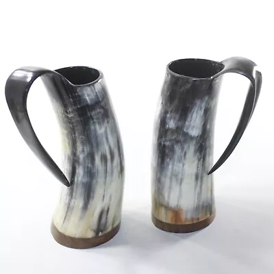 2 Horn Beer Mugs  #1833 Medieval Tankards • $59.99