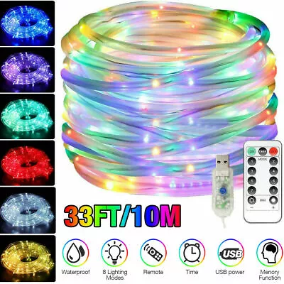 100 LED 33ft Strip Rope Light Tube String Outdoor Garden Party Decoration Lights • $12.99