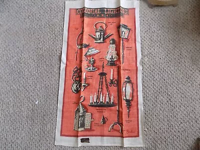 Vintage Kay Dee Handprint  Linen Decorative Tea Towel  Colonial Lighting  New • $12