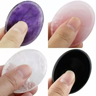 1x Healing Crystal Oval Thumb Stone Pocket Palm Chakra Reiki Meditation Natural • $4.49