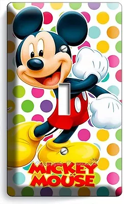 Mickey Mouse Pastel Polka Dots Single Light Switch Wall Plate Cover Baby Nursery • $17.99