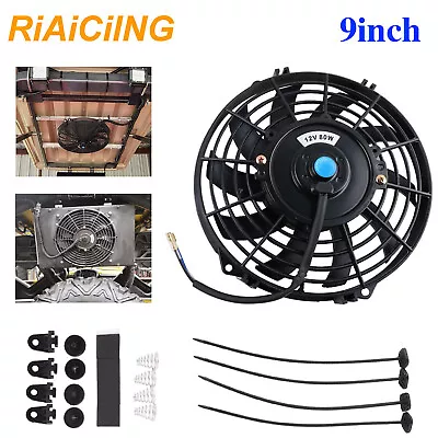 9inch  12V 80W Black Electric Radiator Intercooler Engine Cooling Fan Universal • $19.99