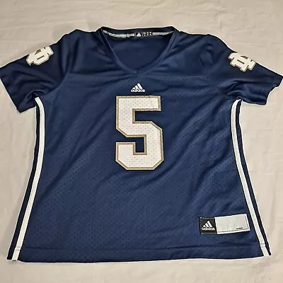 Notre Dame Fighting Irish #5 Blue Womens Large Adidas Football Jersey Manti Te’o • $32.95