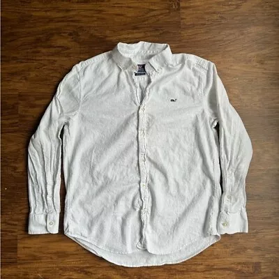 Vineyard Vines White Linen Whale Button-Down Shirt Medium • $15