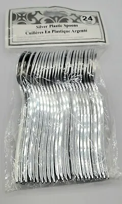 Appetizer Tasting Spoons And Forks Mini Cutlery 4.5  Silver Plastic Disposable • $2.80