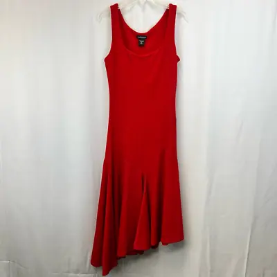 Moda International Womens A Line Dress Red Midi Asymmetric Hemline Sleeveless S • $16.29