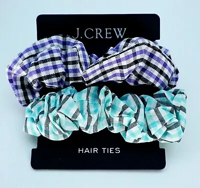 J Crew Scrunchie Hair Tie Stripe Printed Cotton Girls Women Ponytail 2 Pack New • $19.16