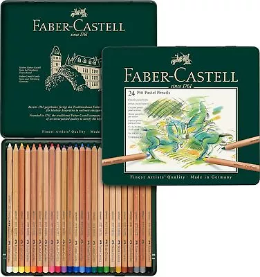 Faber-Castel FC112124 Pitt Pastel Pencils In A Metal Tin Assorted Set Of 24 • $49.59