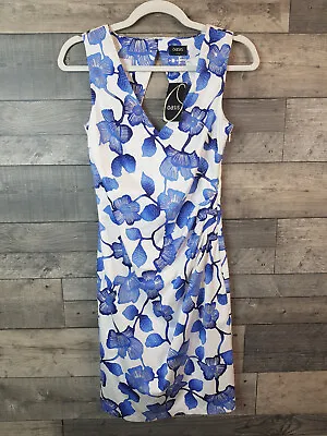 Oasis Floral Pencil Wiggle Dress UK 6 White Blue Wedding Event Occasion BNWT • £29