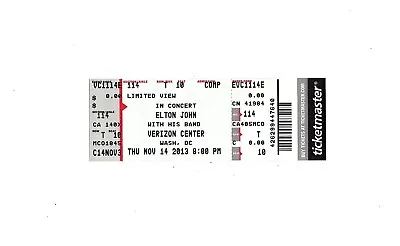 ELTON JOHN 2013 WASHINGTON DC MARYLAND CONCERT TICKET STUB Live @ VERIZON CENTER • $10.95