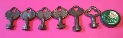 LOT OF 6 Antique Double Bit Steamer Chest Padlock LOCK Trunk Lever KeyS Mor Here • $32