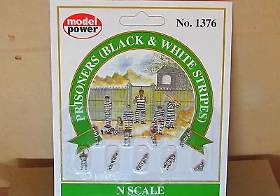 N Scale People Prisioners Wearing Black & White Stripes Uniforms New #1376 • $6.99