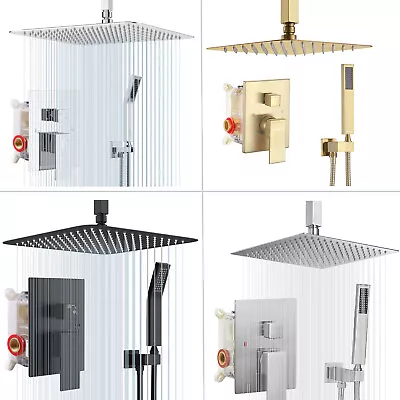 $78.10 • Buy Ceiling Mounted Shower Faucet Set Rain Shower Head Combo System W/ Mixer Valve