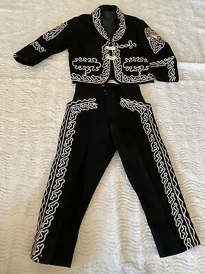 Vtg Boys 1 T -2 T Charro Mariachi Fiesta Suit Custom Made  Wool Soutache Trim • $64.48