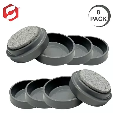 £4.99 • Buy 8 X CASTOR CUPS GREY FURNITURE CHAIR LEG FLOOR PROTECTORS By Super Utensil NEW