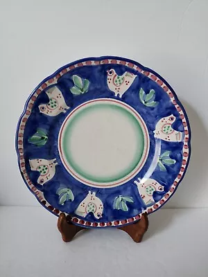 VTG Campagna Vietri Solimene Blue & Red Dots Chicken Dinner Plate 10   • $59.99